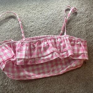 Nastygal pink checkered crop